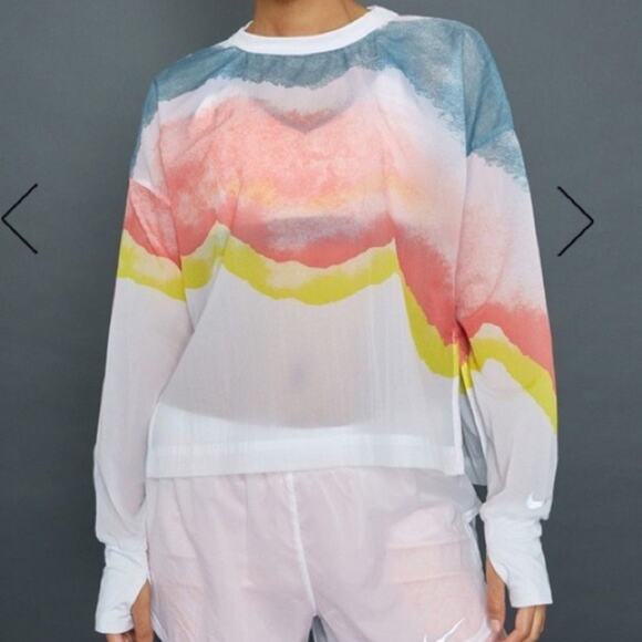 Nike Repel Multicolor White Running Windbreaker Pullover Jacket Size XS - Picture 1 of 11